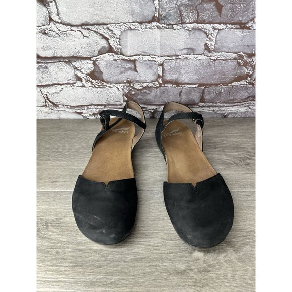 Dansko Rowan Black Leather Waxy MaryJane Closed Toe Sandal Women sz 38EU/7.5M US - Picture 2 of 16